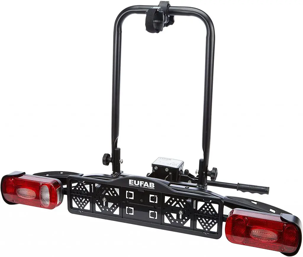 Small single rack for tow bar loaded